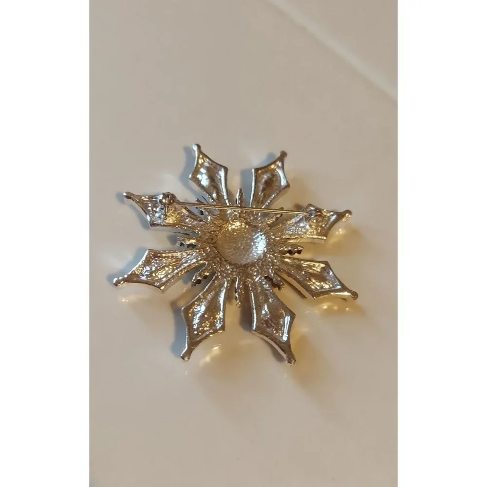 Vintage 8 Pointed Star Brooch Pin Aurora Borealis Rhinestones + Free Gift Bag - Picture 4 of 7